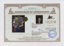 Flower still life a red dachshund