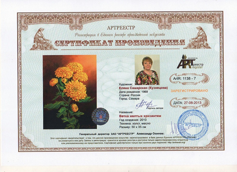 Ветка желтых хризантем