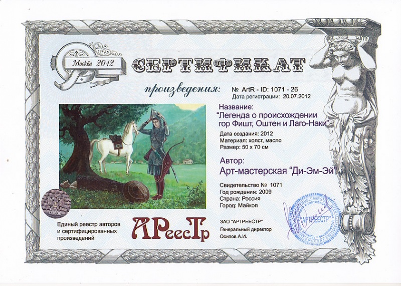 Легенда о происхождении гор Фишт, ...